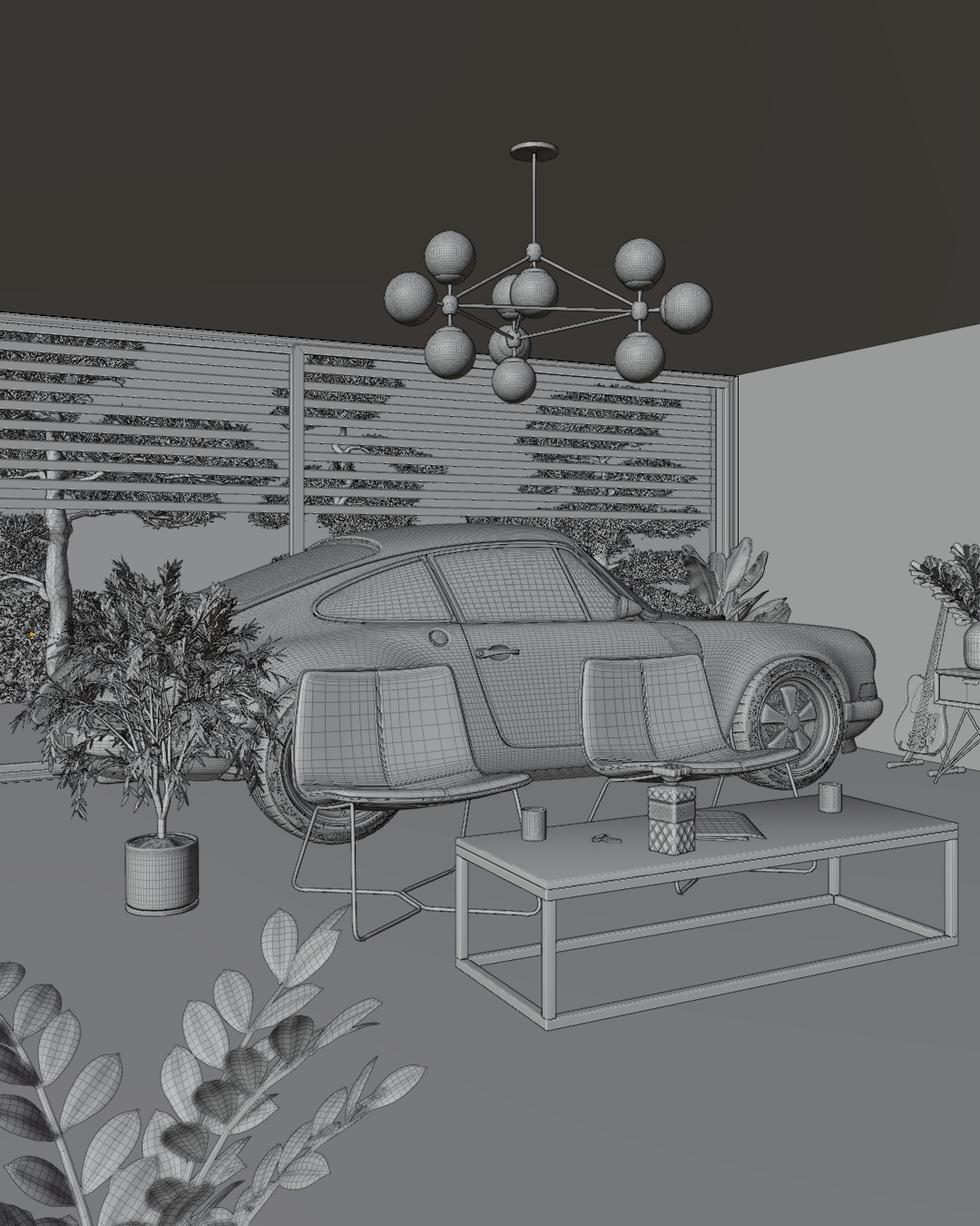 3D archviz blender architecture CGI Render visualization car Porsche
