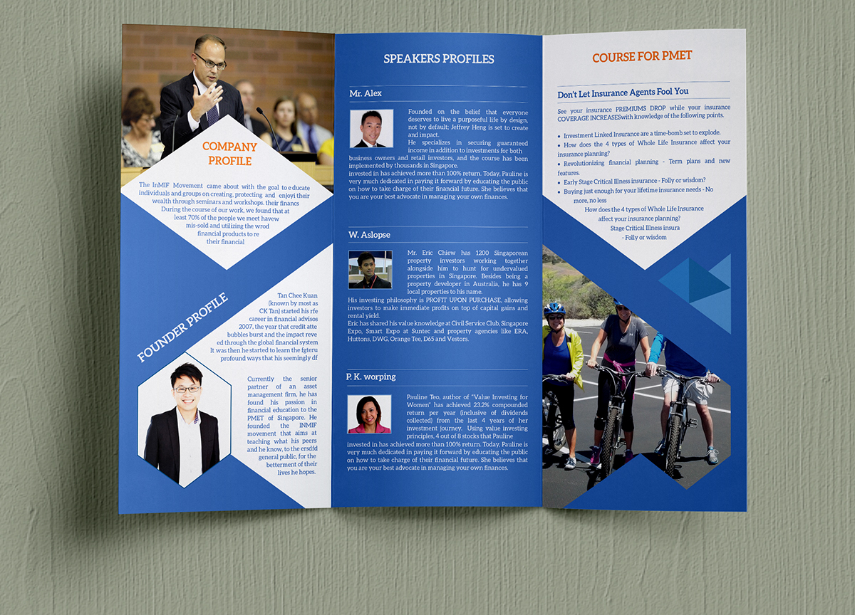 a4 a4 tri-fold tri-fold brochure corporate NIC modern Eye-Catching elegant creative most appreciated business marketing   White blue