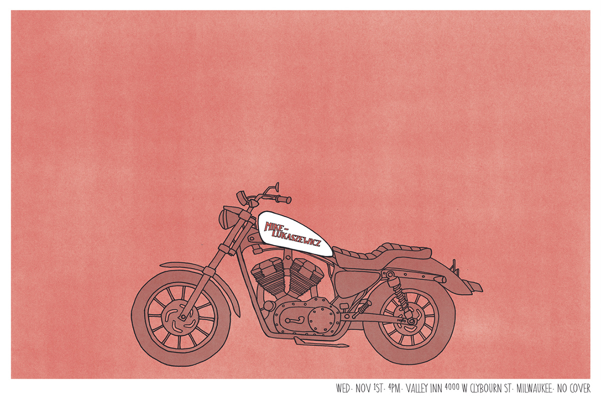 illustrated poster Print Media Poster Design illustrated motorcycle art Moto Art gig poster sportster vintage