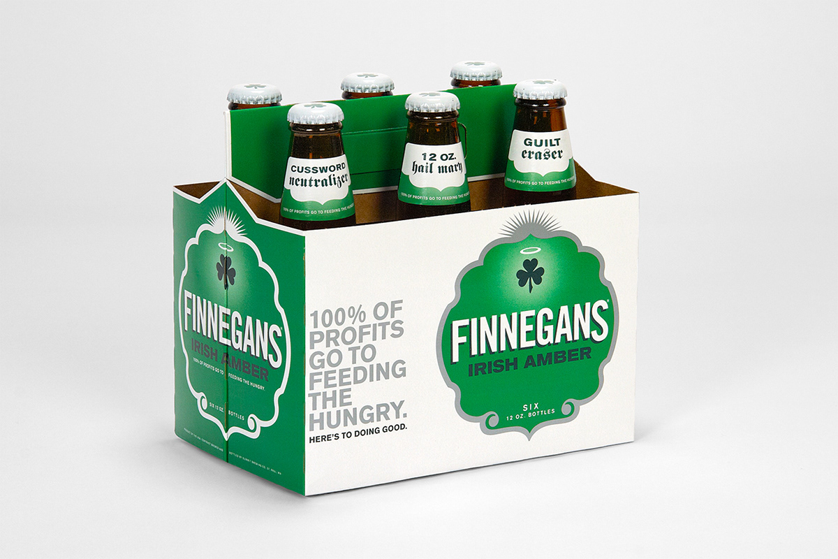Finnegans Amber blonde ale beer irish charity non-profit green gold shamrock 6-pack 12-pack case bottle