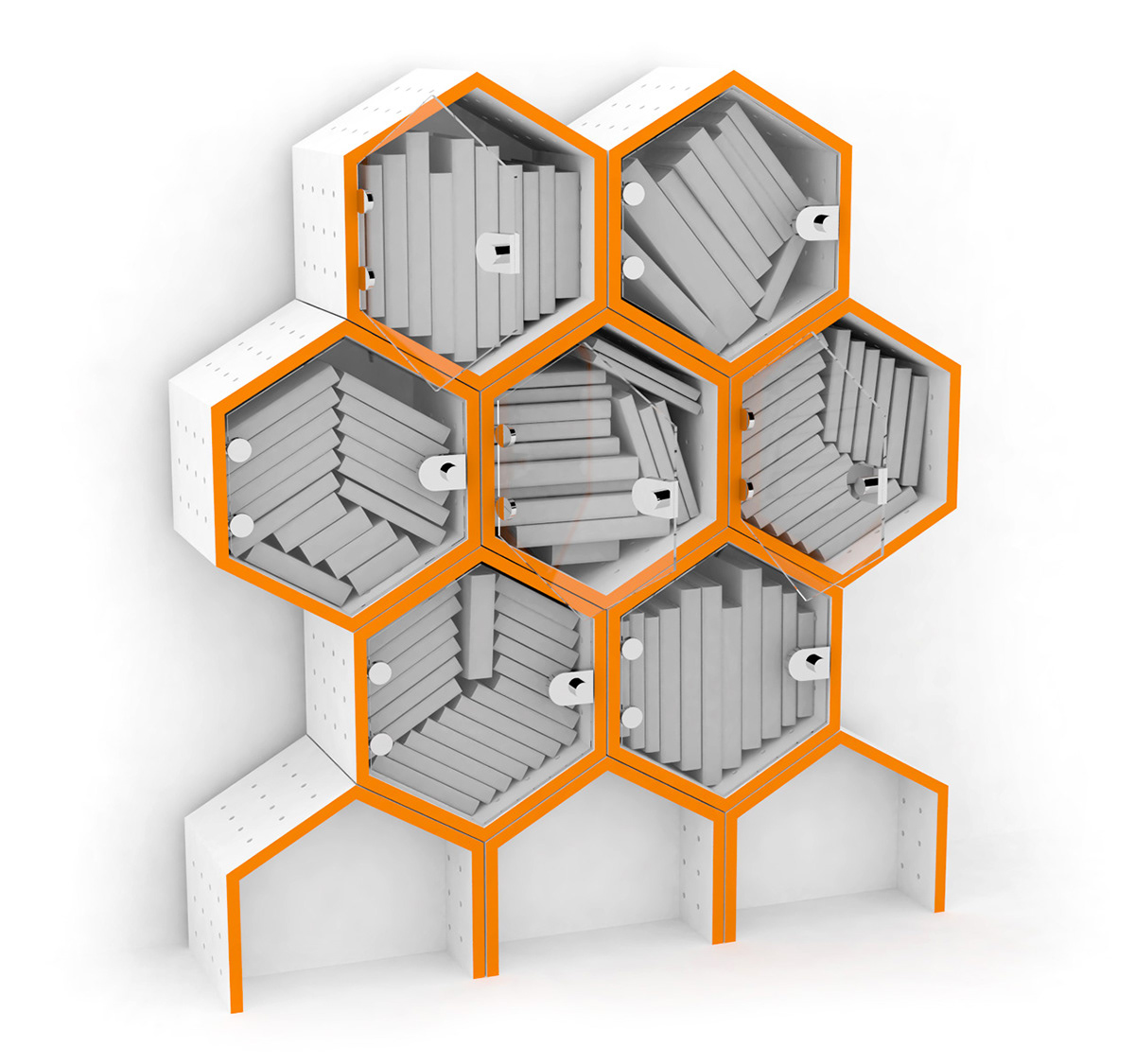 bookcase modular modular bookcase honeycomb school University collage Project