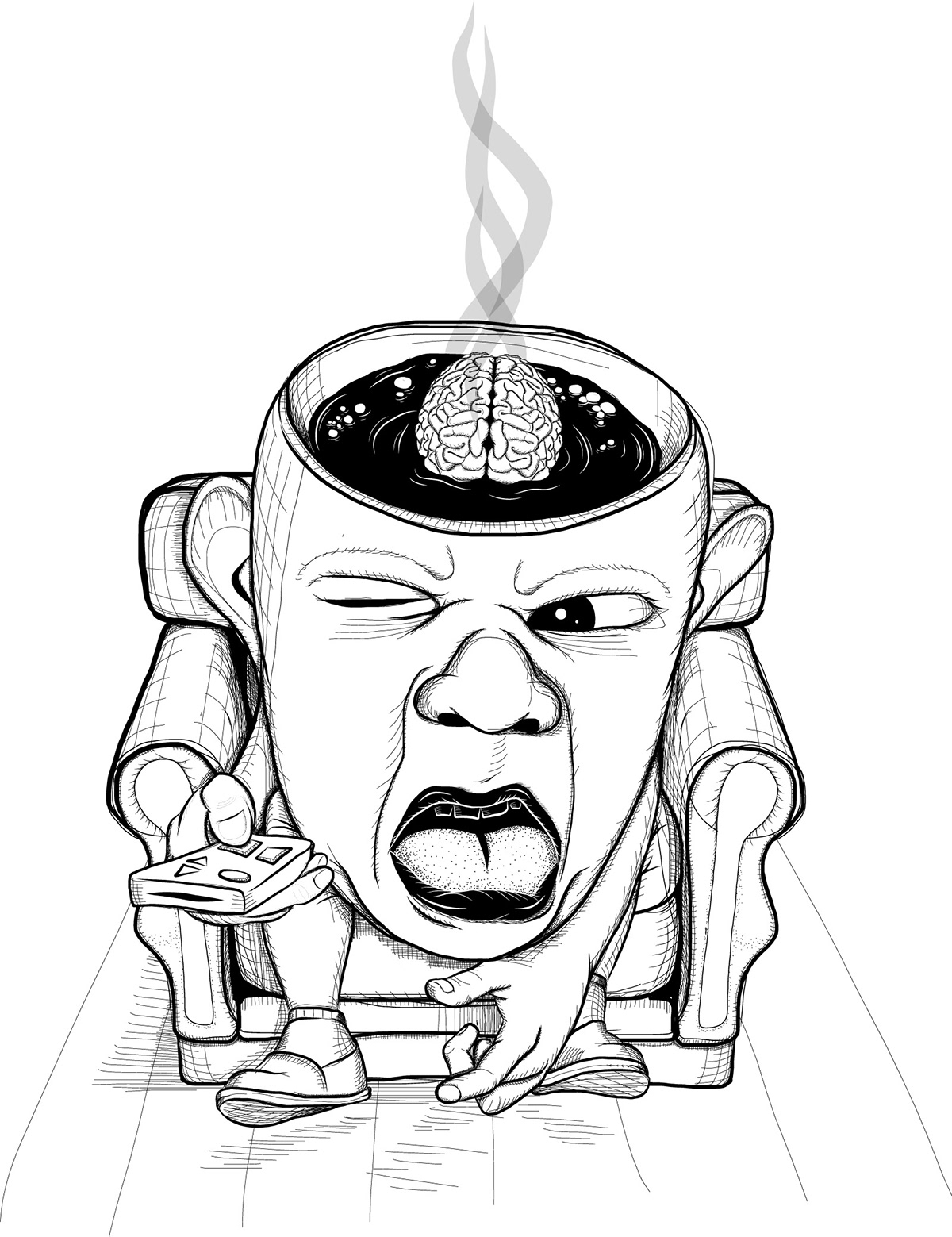 blur adobe ideas coffe & tv brain potato couch iPad vectorial illustration hand illustration