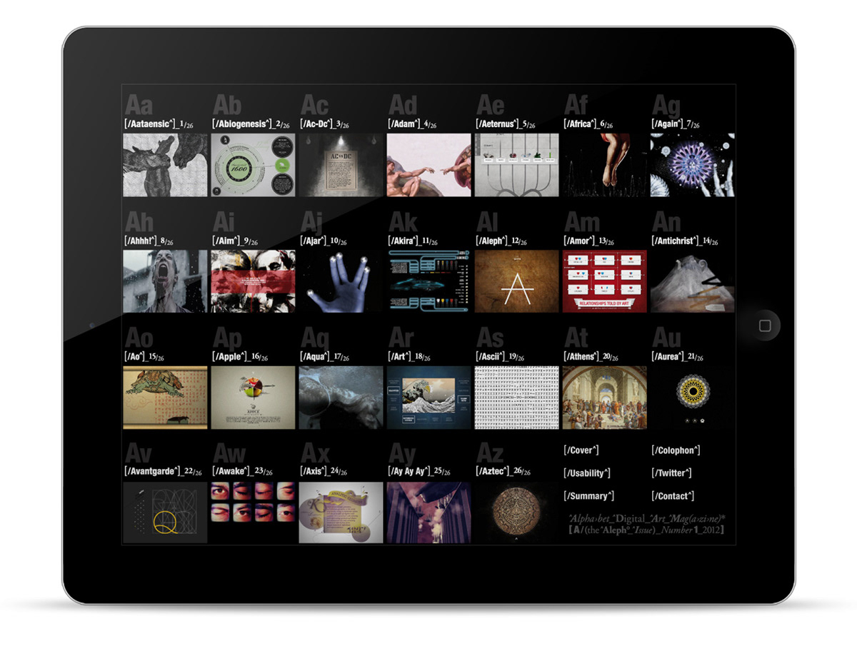 iPad app magazine visual visual culture FEFE alhep alphabet digital art cover