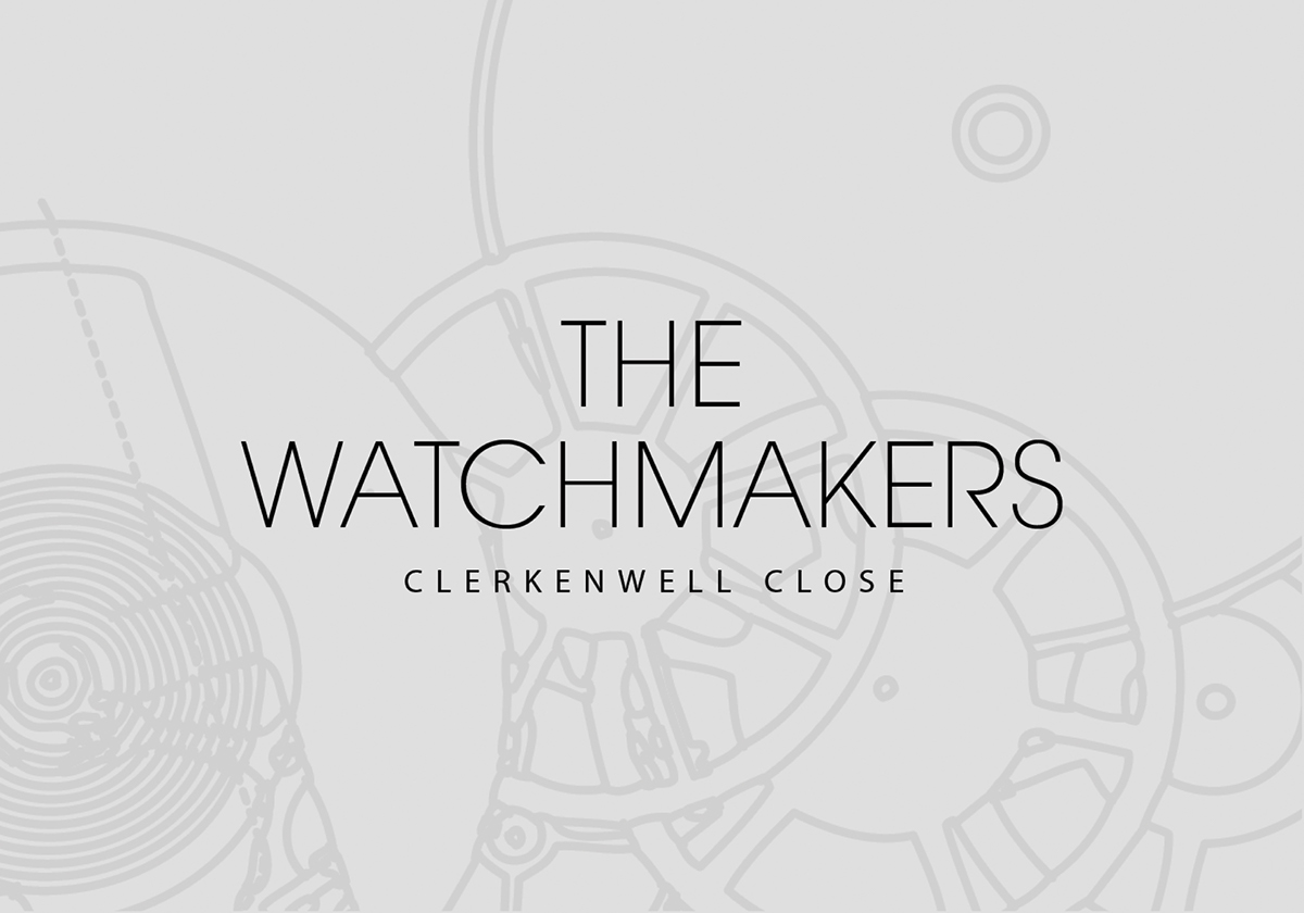 London watch visual identity Vis Id mailer development property real estate Clerkenwell logo grayscale