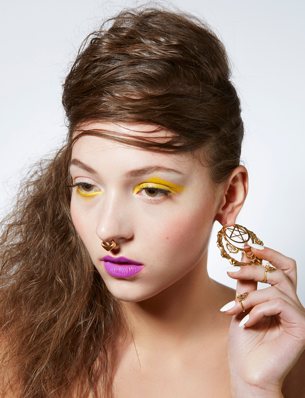 beauty Photography  model studio makeup accessories modern assymetry color eyeliner