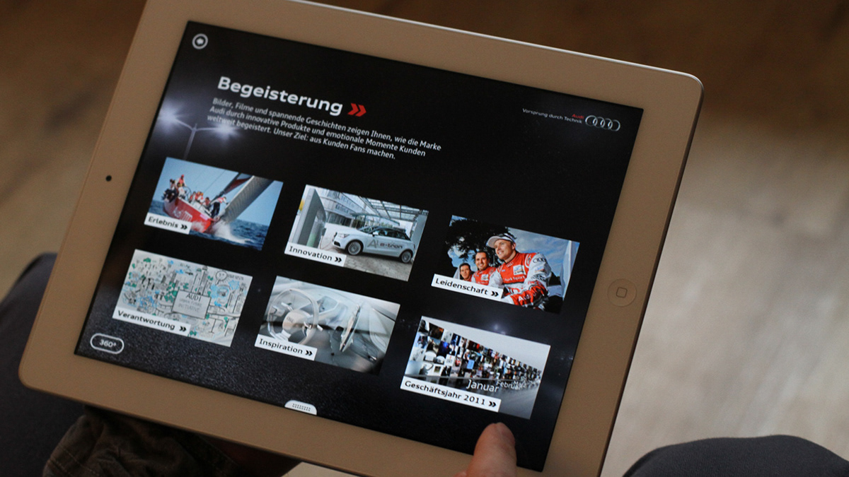 Audi annual report Appvantage motion design Interface app iPad iphone android Webdesign