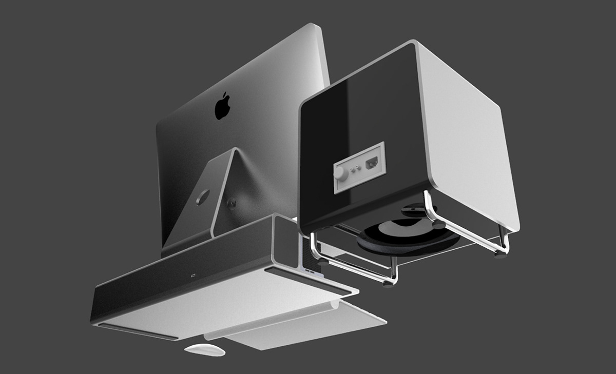 apple Computer mac Riser monitor speaker Subwoofer Project SCAD industrial design product Beautiful art 3D