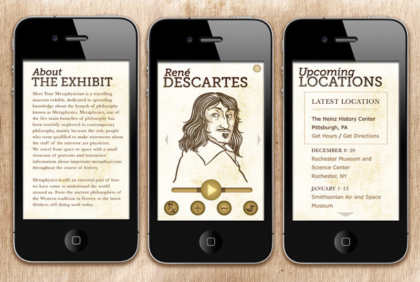 philosophy  Metaphysics Museum Exhibit EXHIBIT DESIGN portraits app design Website