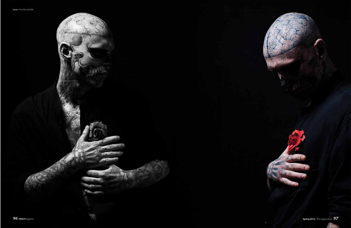 rico Rick Genest zombie Zombieboy movement black and white berlin rico the zombie