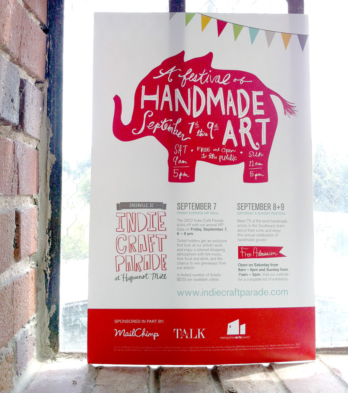 HAND LETTERING  icon  design  event  elephant  red  indie craft Greenville  south carolina non-profit