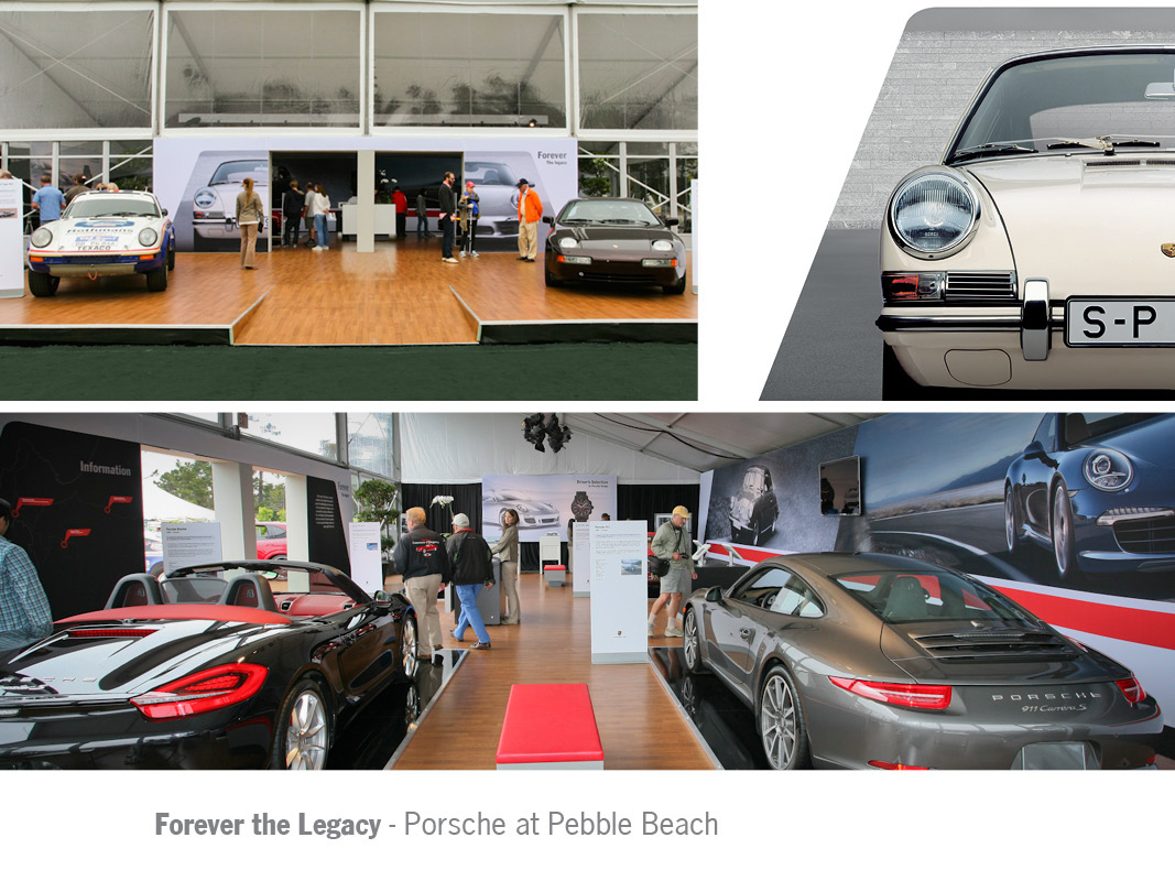 Porsche  pebble beach motorweek Event environmental Experiential automotive   Racing Classic Cars