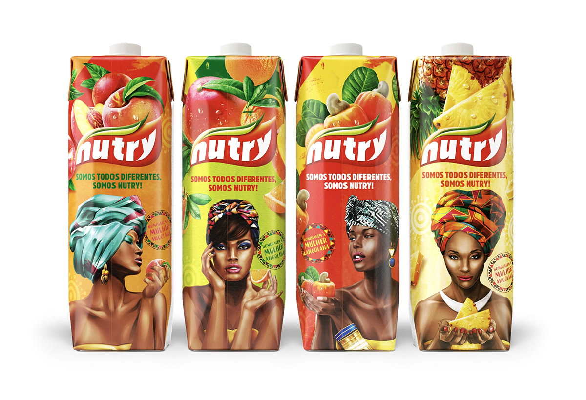 juice Packaging ILLUSTRATION  brand Angolan woman pattern fruits