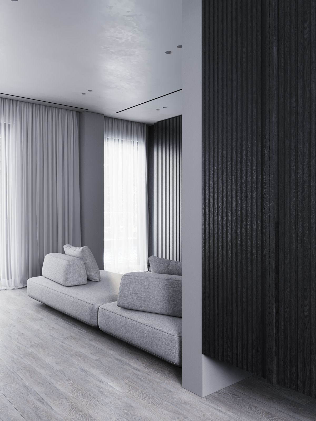 black black and white Interior interior design  kitchen livingroom minimal Minimalism modern Villa