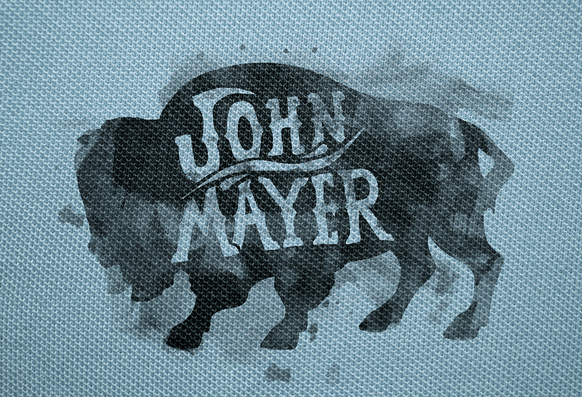 john mayer born and raised merch design Music artist americana vintage texture custom type Magnetic mag magnetic creative