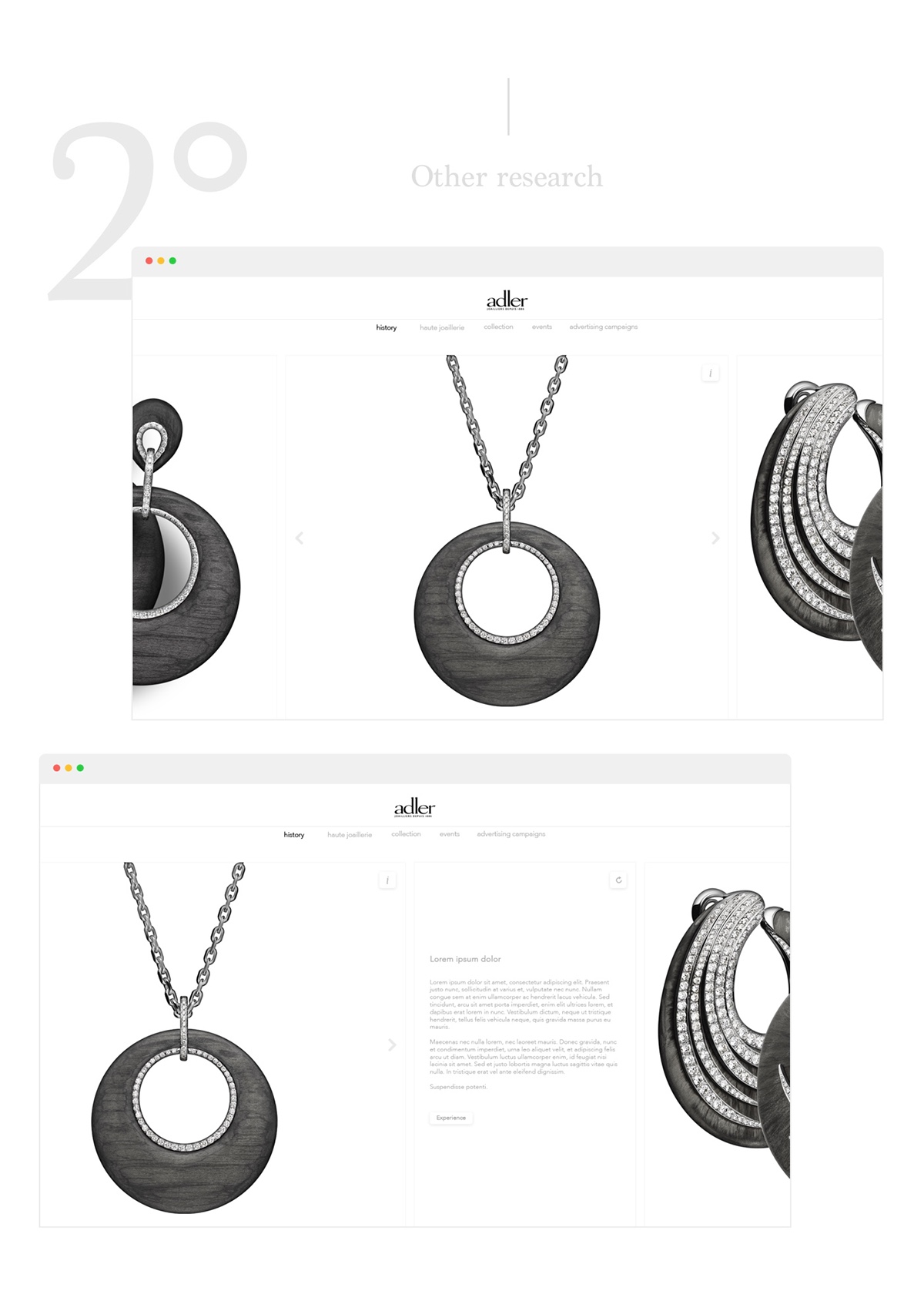 lordzlz UI ux design clean luxury Web brand Geneva Switzerland adler jewelry minimalist