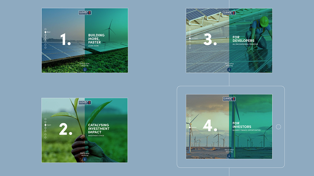 ux UI Interface splitscreen climate business investors Website graphic design 