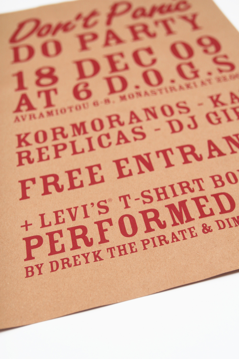 levi's don't panic Street Artists t-shirt bombing SIX DOGS party Guerilla Advertising