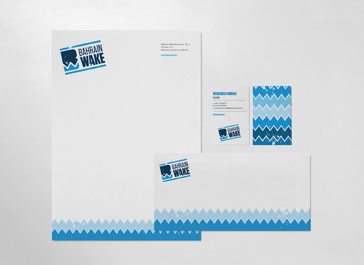 wakeboarding logo water sport athletic wave identity Bahrain Stationery buttons