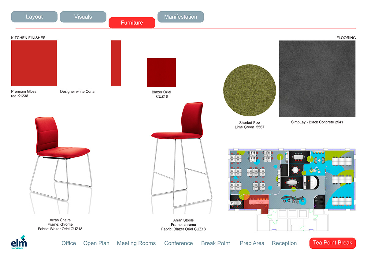 Office Design Space Planning client presentation Furniture Specification