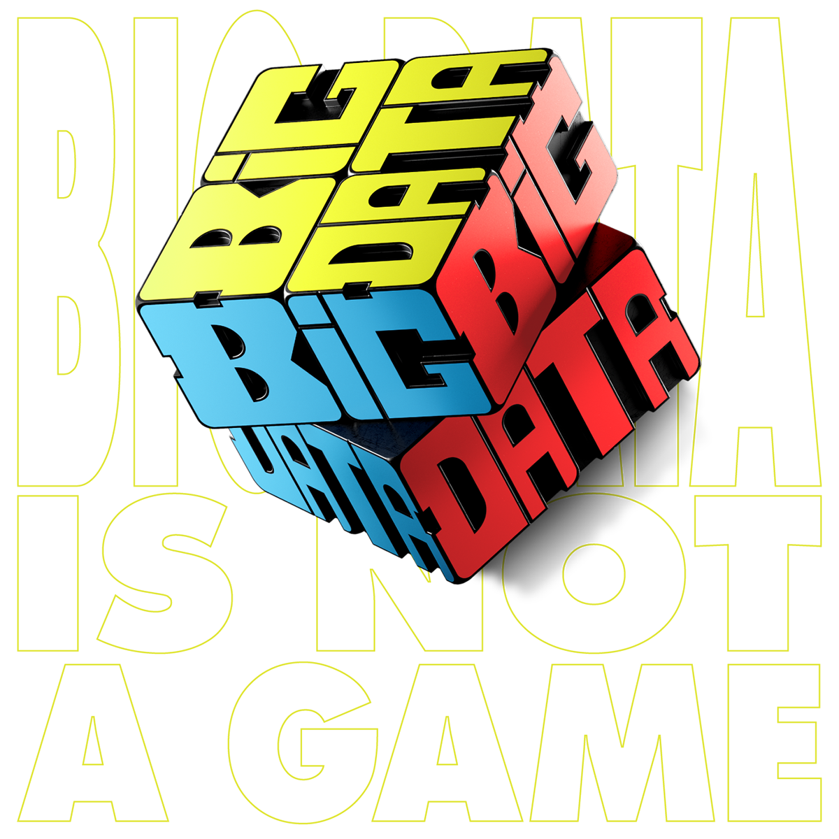 Big Data CGI cubo de rubik game is not a media redes Render rubik social