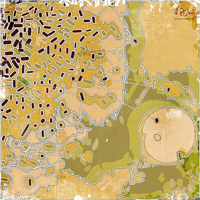 map Landscape geometric Urban print gritty textured layered scenic vista urban planning Plan
