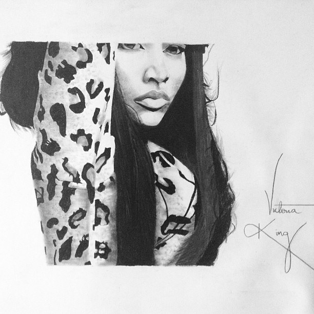 Nicki Minaj on cartridge paper black and White victoria king