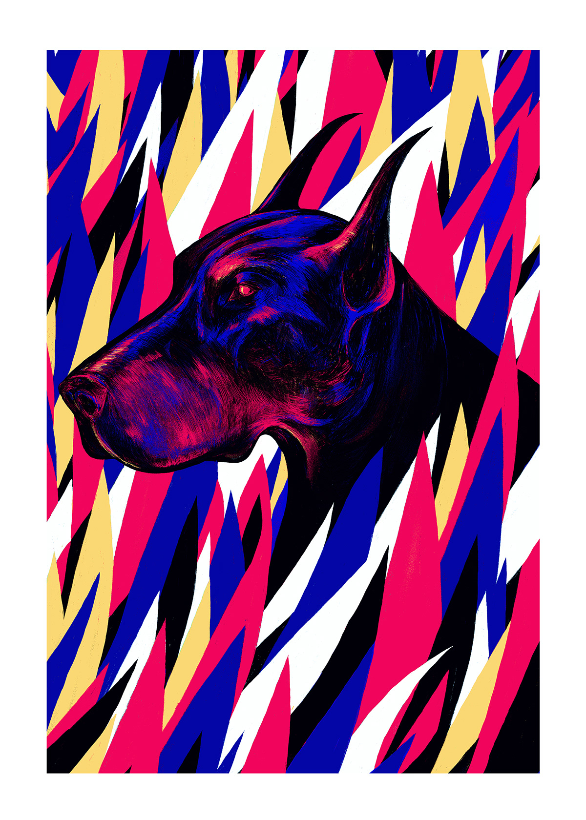 Brutalism rvb color flat CMYK poster Screenprinting animals portrait Retro