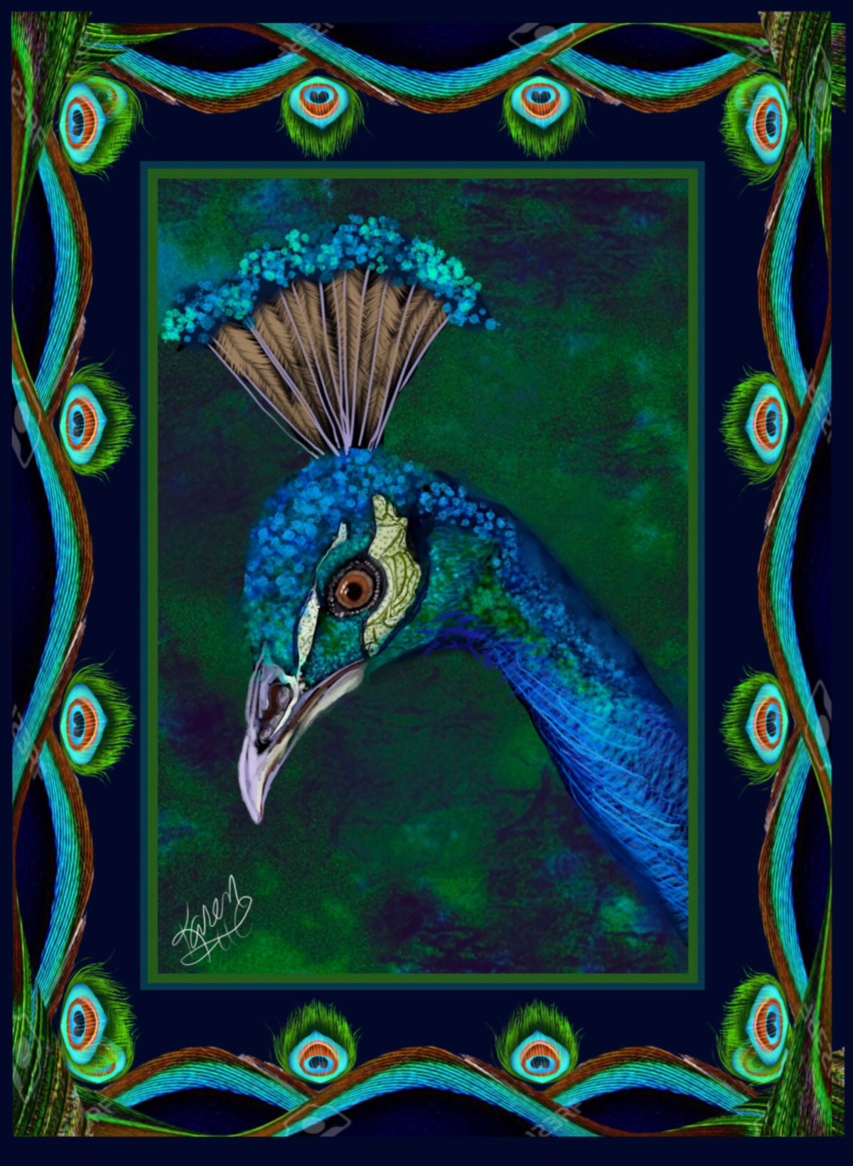 Digital Art  digital painting Drawing  illustrations animals birds fowl peacocks peafowl