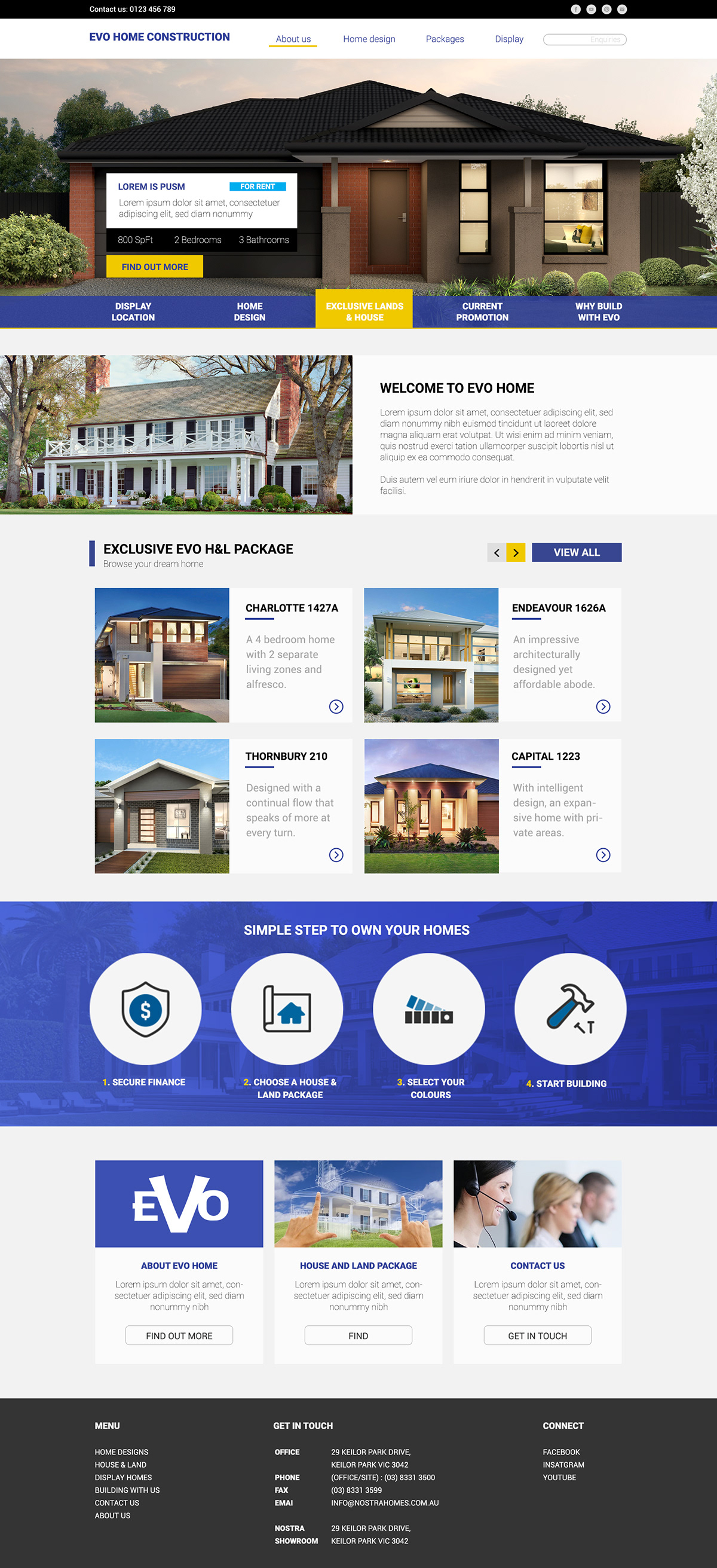 web template design evo home real estate construction