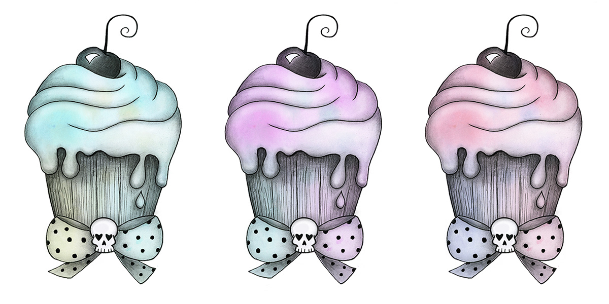 cupcake watercolor