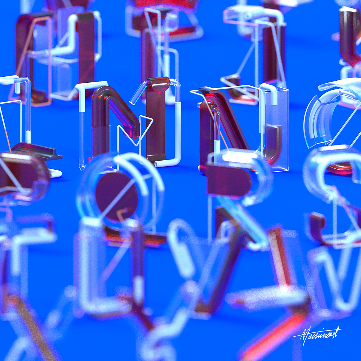 36daysoftype 36daysoftype_04 3D type letters numbers alphabet glossy acrylic rainbow