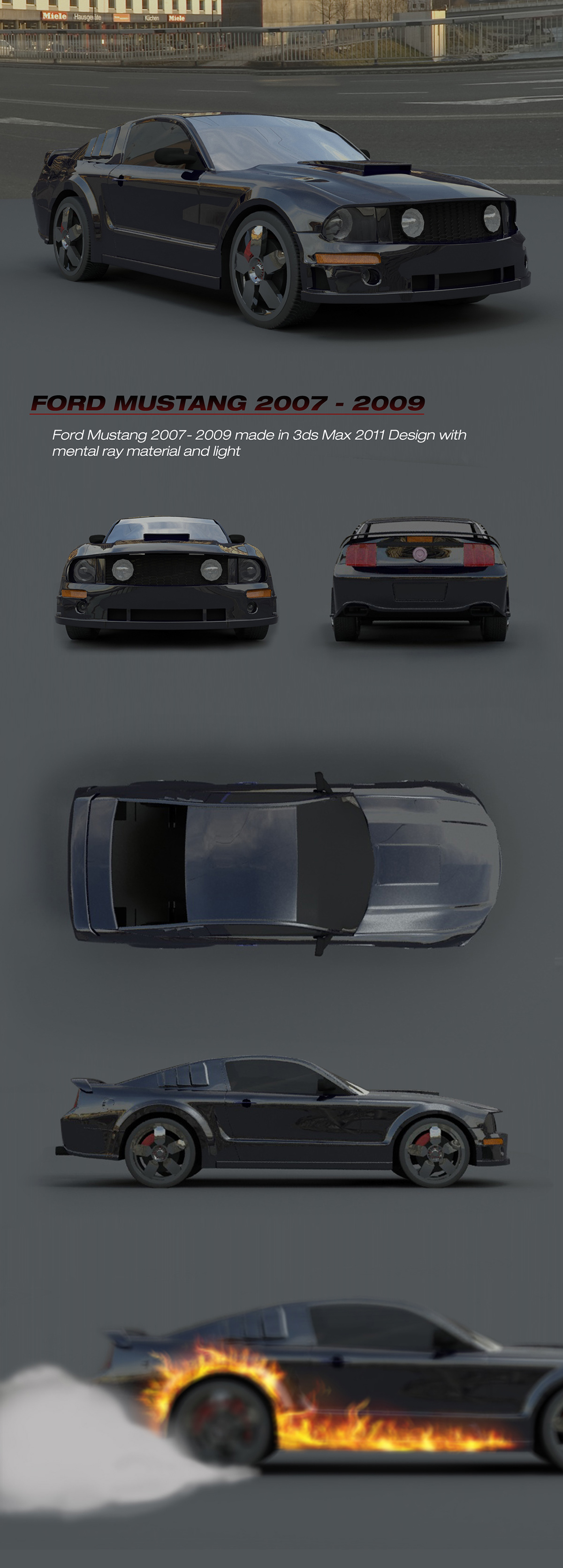 car 3D modeling 3d's max mental ray