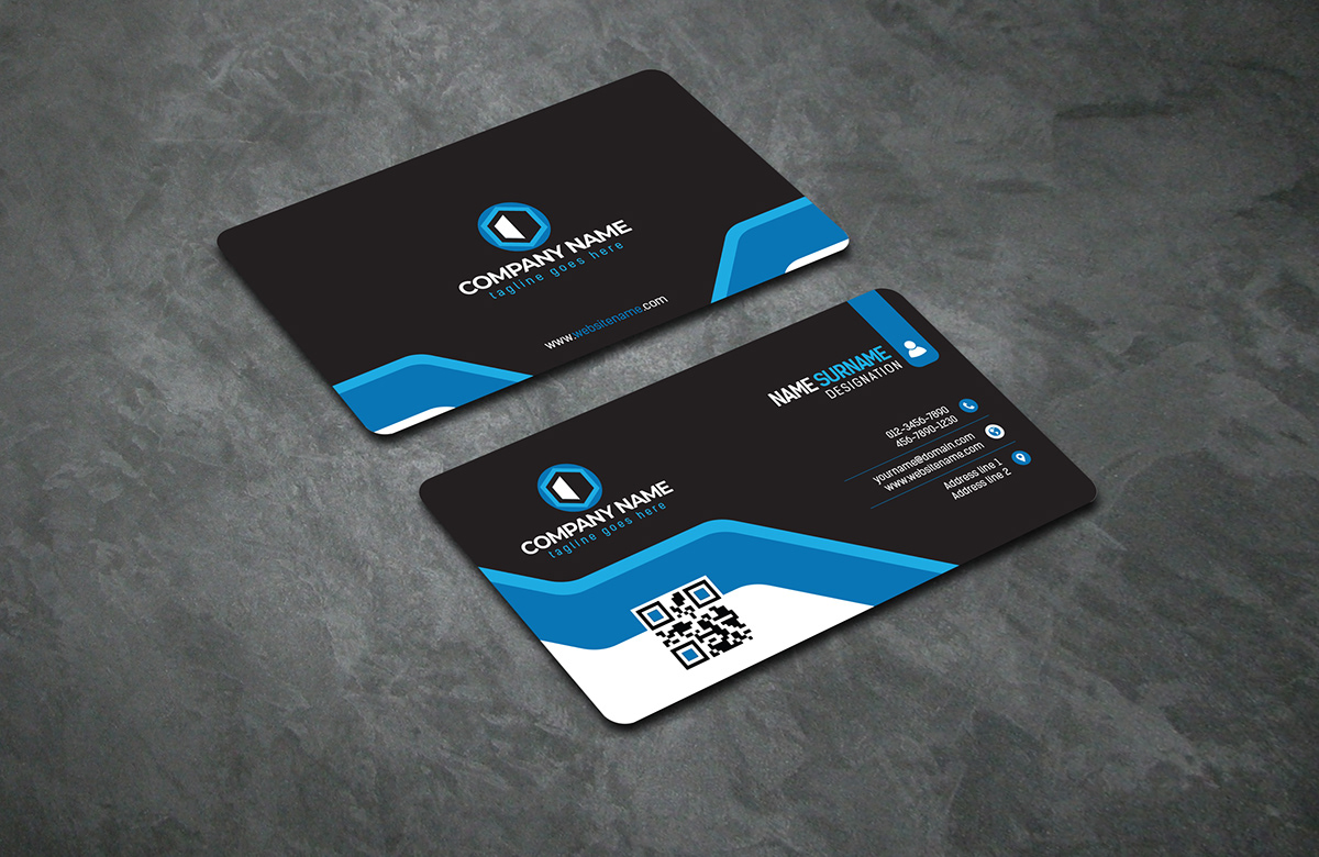 business business card card design rounded corners Business card design modern brand identity visiting card professional blue card