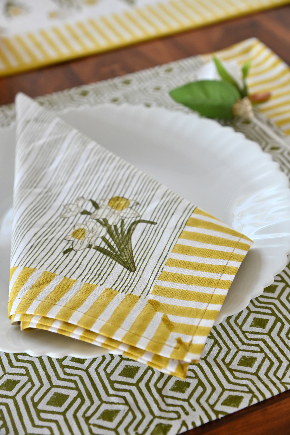 block print botanical designer floral print print design  product design  tableware textile