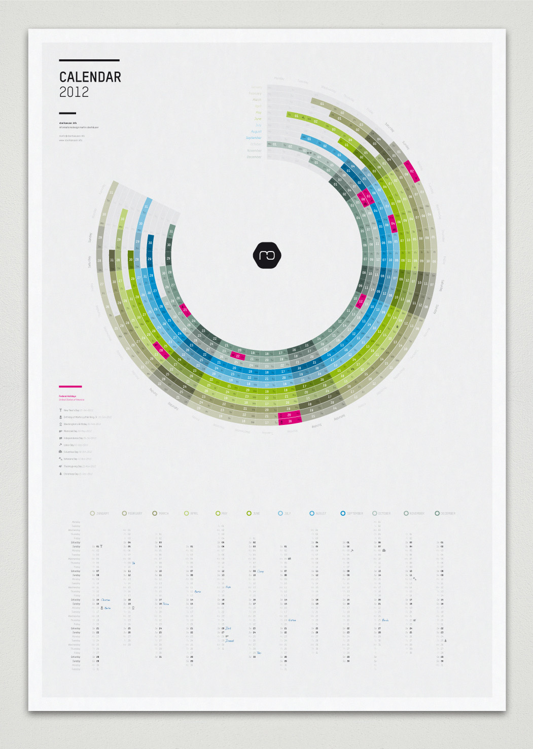 calendar infographic informationgraphics Day month year 2012