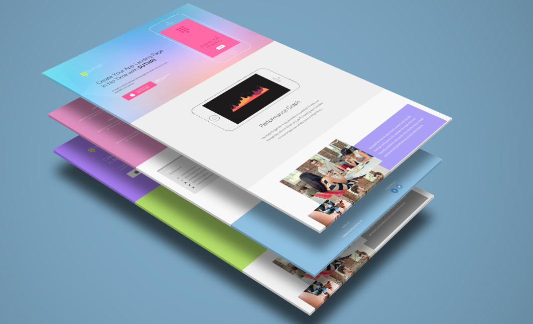 app landing page iphone photoshop Responsive pink purple UI modern design