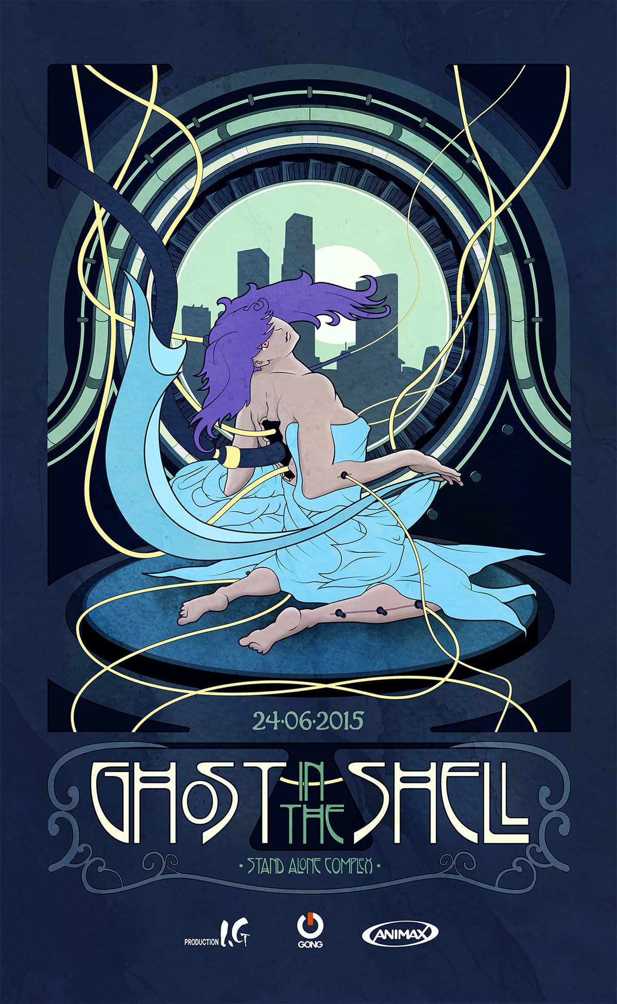 GitS ghost in the shell fahren9 art nouveau Mucha Serie manga graphism ads