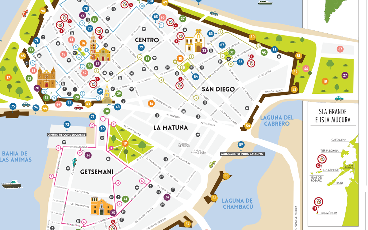 map Cartagena rutas Hoteles