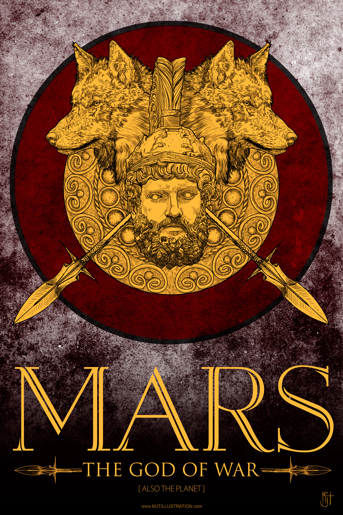 Adobe Portfolio mars ares god of war War spear mars planet mars god ares god greek roman shield wolves wolf mythology