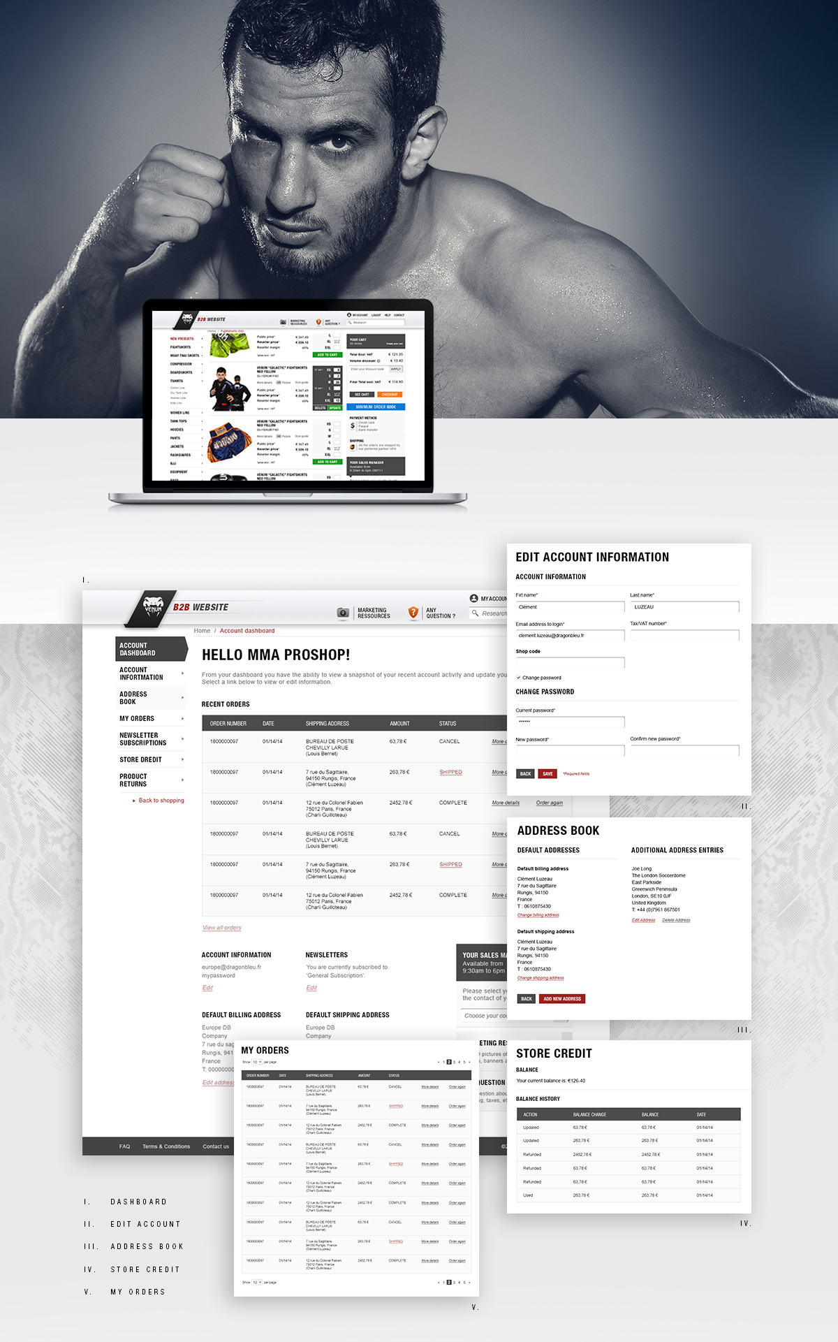 Venum MMA Freefight Webdesign sport sports Boxe karate jiu-jitsu b2b