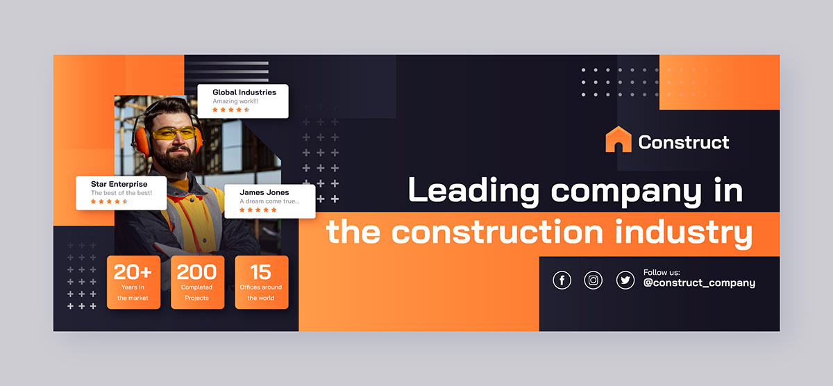 construction logo construction company Logo Design landing page design graphic design  template marketing   ads Socialmedia