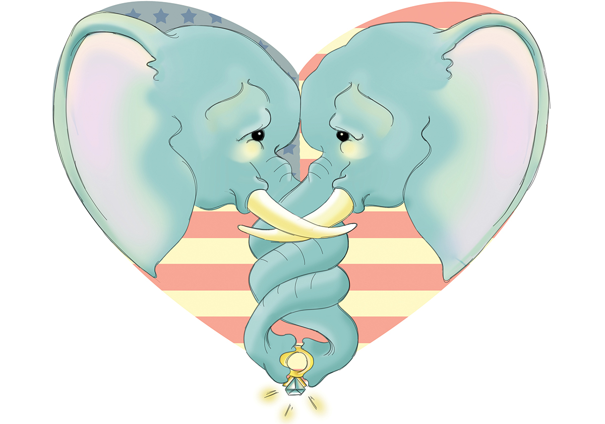 spot illustration republicans political equal rights Love elephants