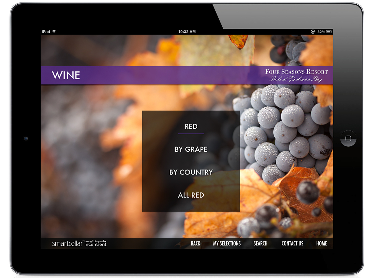 four seasons bali resort restaurant iPad app Incentient Smartcellar smartinfo UI ux wine