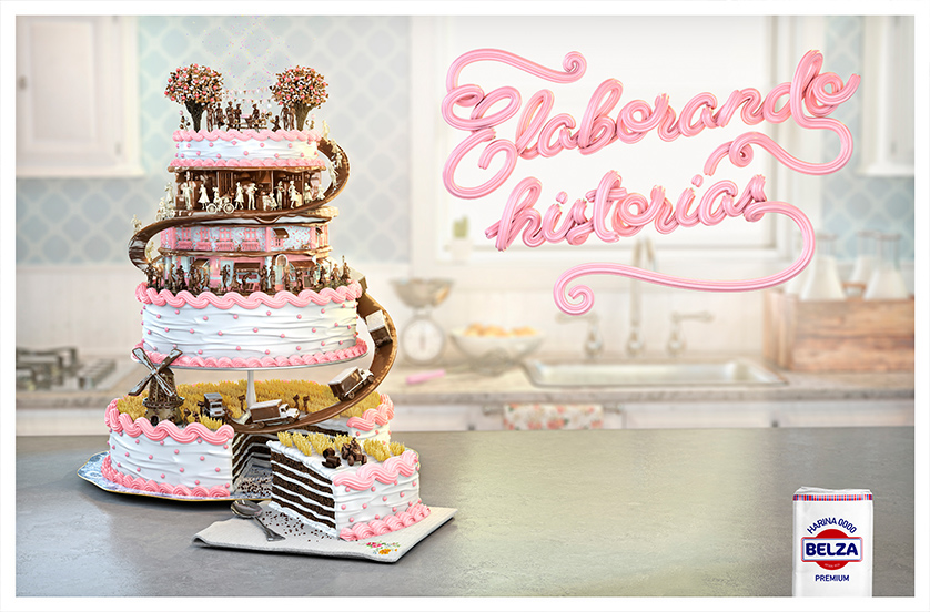 flour harina torta cake bake 3D 3D illustration characters Food  kitchen ad print ad