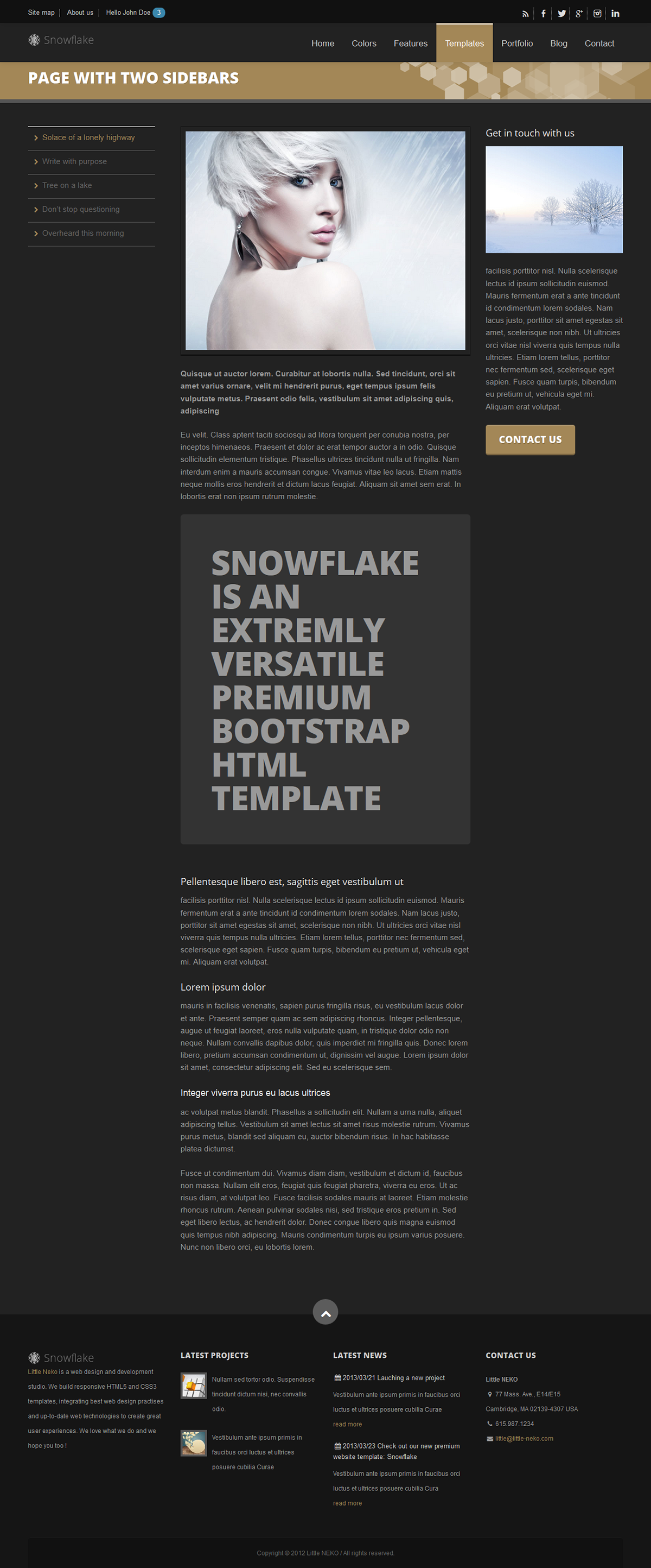 snowflake template website template themeforest little neko neko