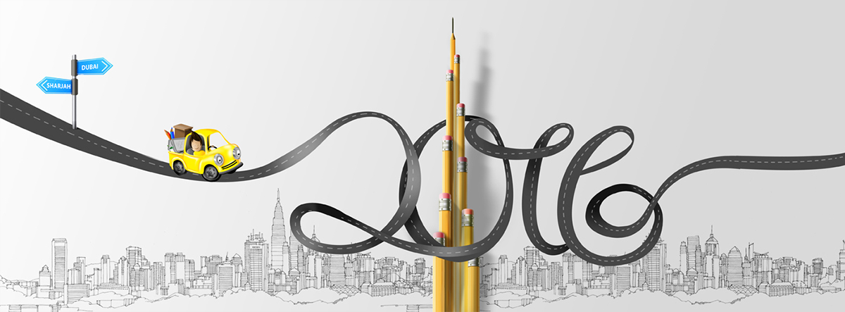 new year NewYear 2016 Burj Khalifa pencil yellow TYD journey dubai sharjah Sharjah to Dubai greetings greeting photomanipulation digital painting