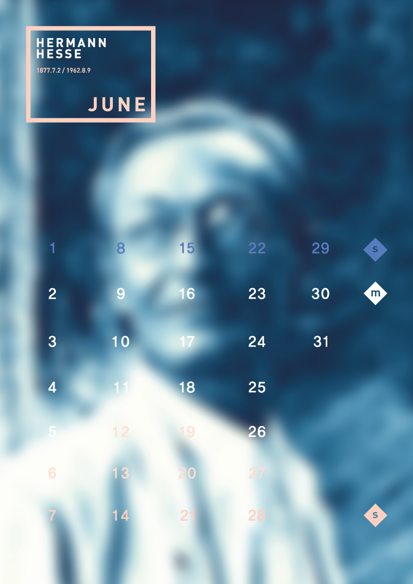 calendar Hermann Hesse. june blue