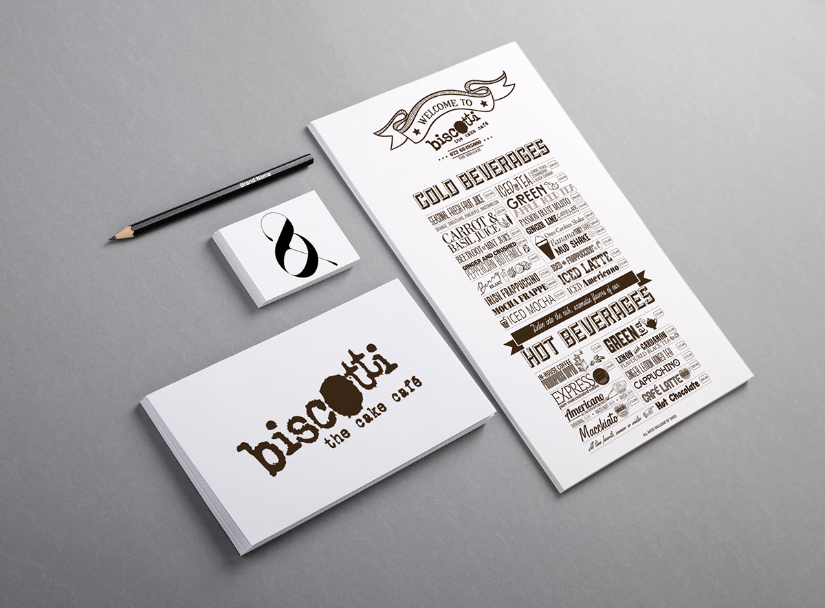 Typeface menu card menucard restaurant hotel legal size colorful cafe Biscotti