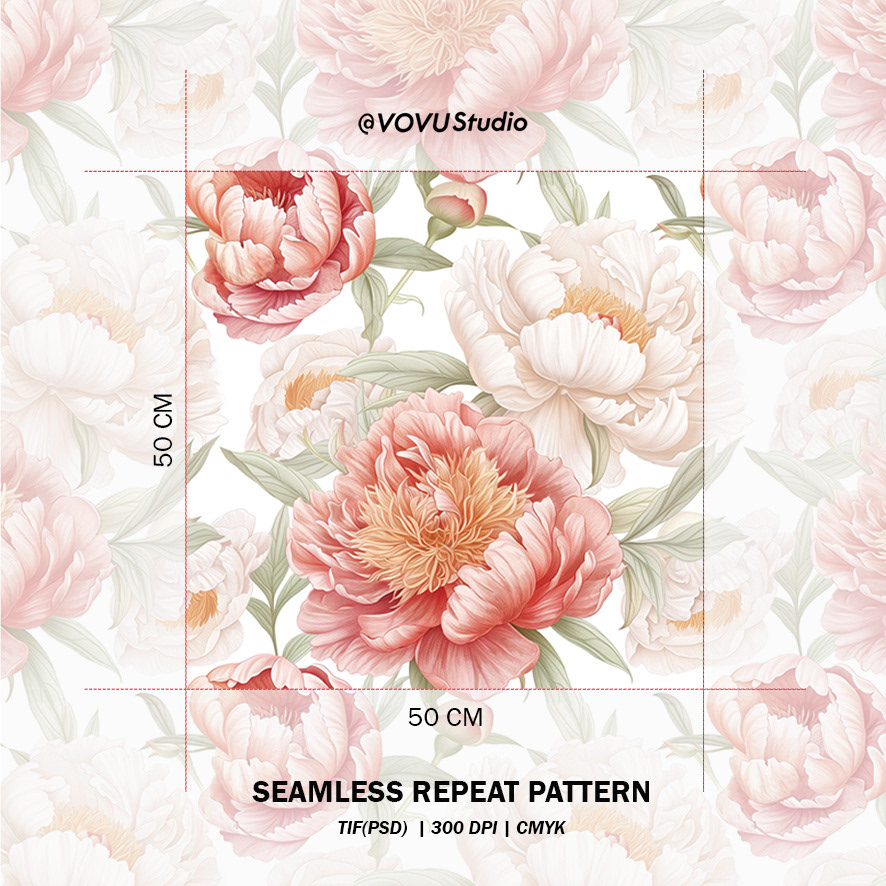 flower peonies seamless pattern ILLUSTRATION  Drawing  Digital Art  Graphic Designer fashion design trendy botanical