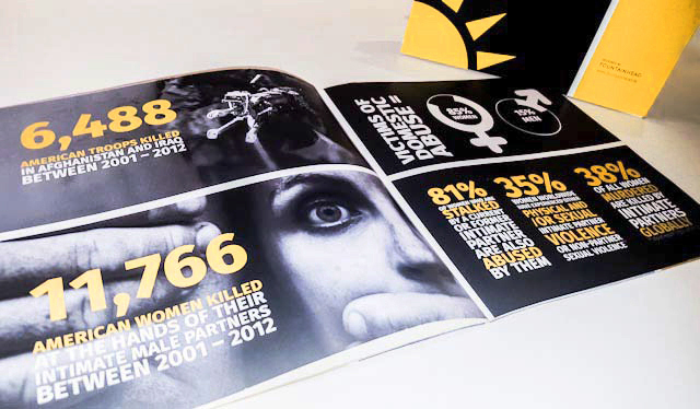 crisis domestic abuse annual report Cayman Islands statistics infographics black & white grayscale yellow Amber book Perfect-bind saddle-stitch